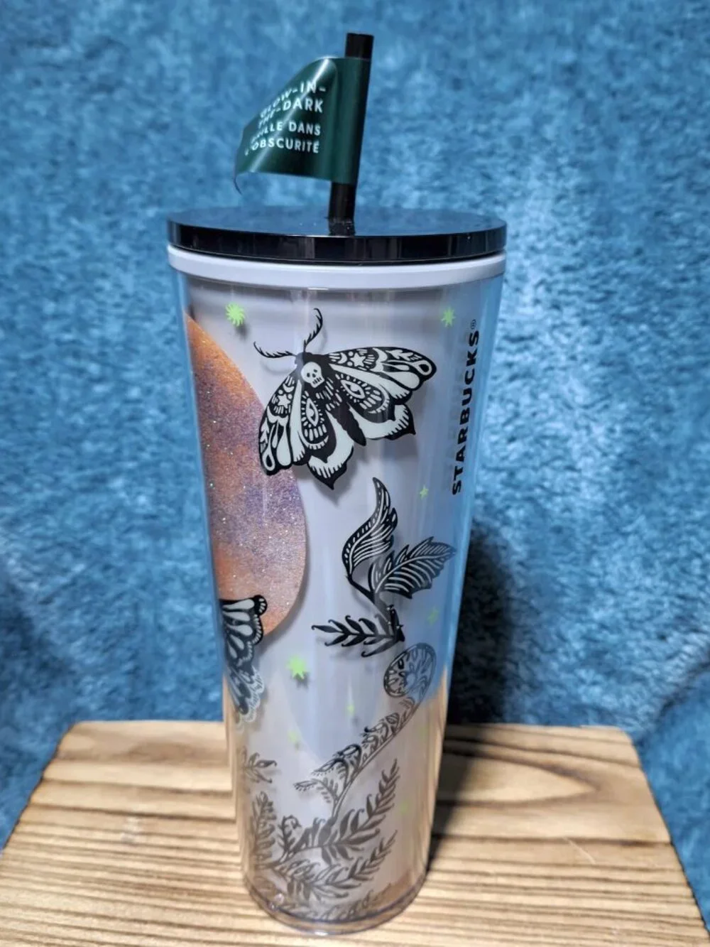 NIP! Starbucks 24 oz. 2025 Halloween Moth Moon Glow-in-the-Dark Tumbler